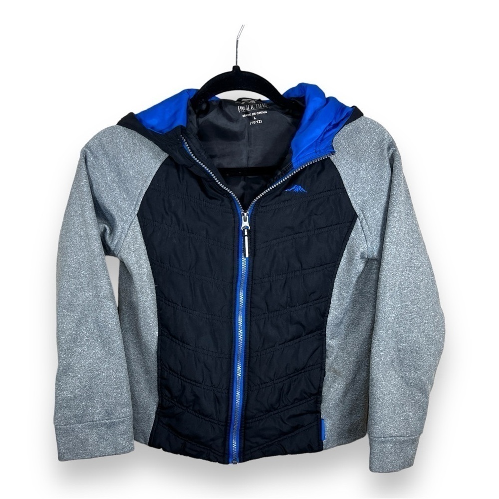 LARGE BOYS PACIFIC TRAIL COAT GREY BLACK BLUE JACKET  FULL ZIP